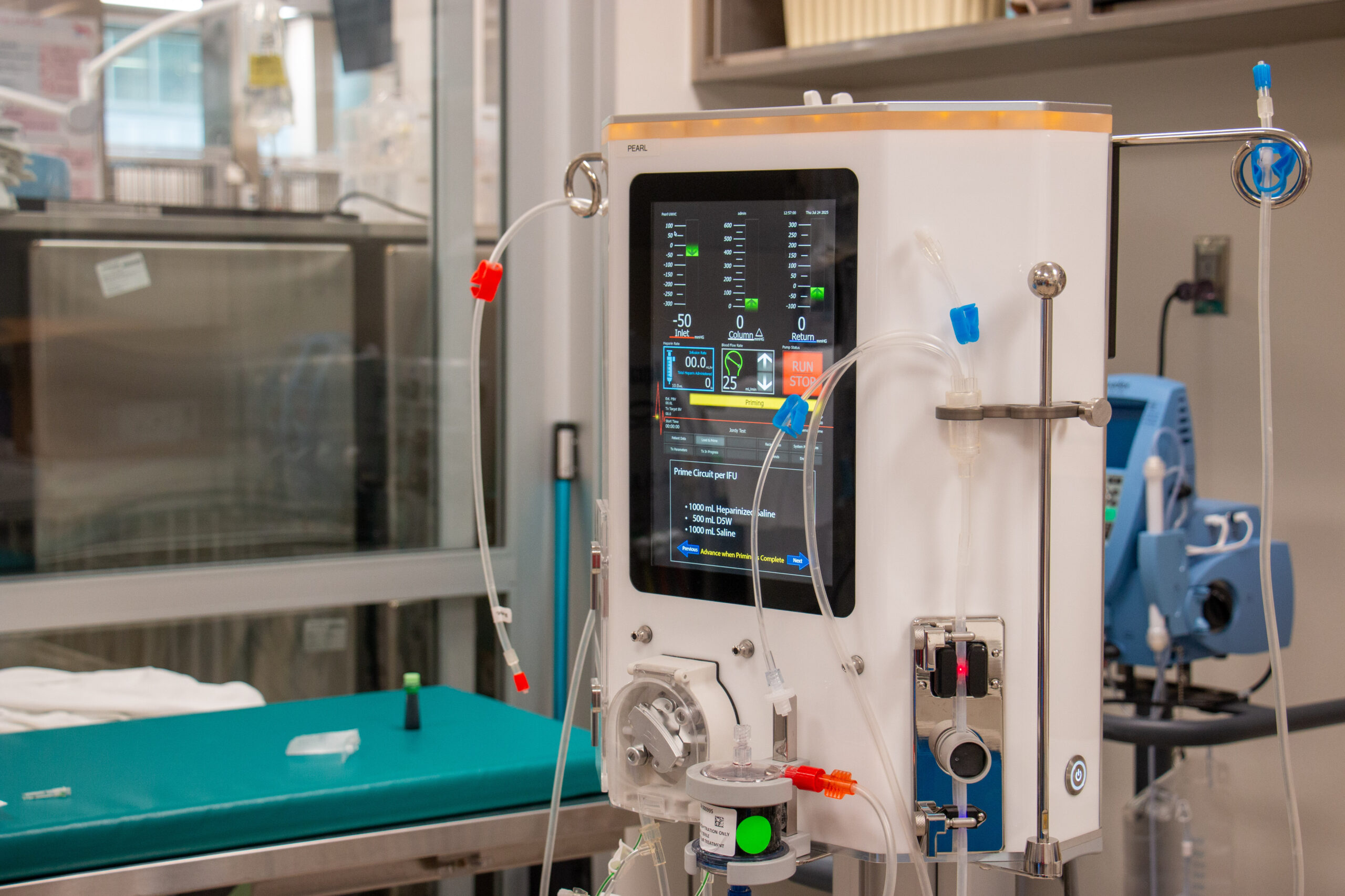 Close-up of extracorporeal therapy machine interface